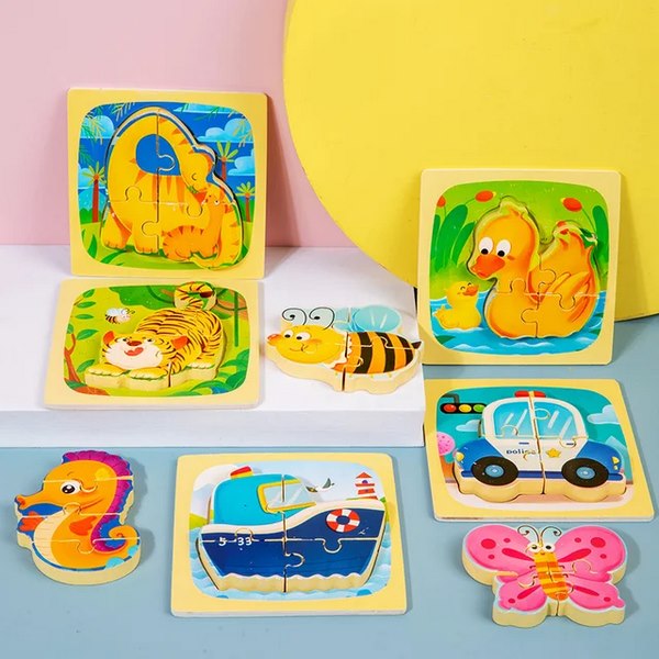 wooden small chunkey jigsaw puzzle 1 pc random design will be shipped  - EKT2841