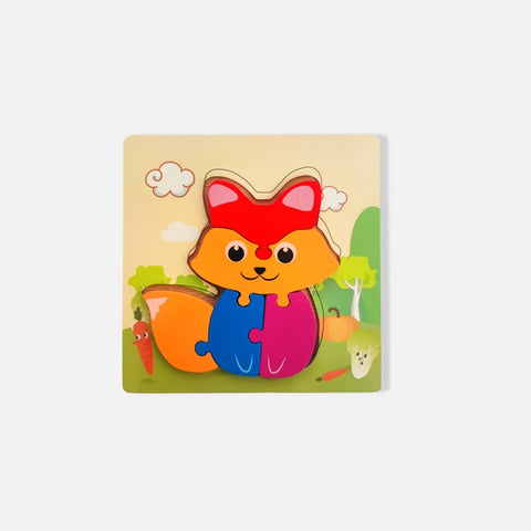 Wooden 6x6 puzzle board printed Fox Children Educational Montessori Toys - EKT2849