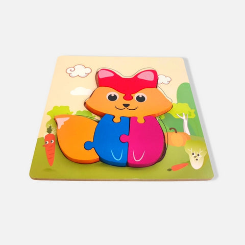 Wooden 6x6 puzzle board printed Fox Children Educational Montessori Toys - EKT2849