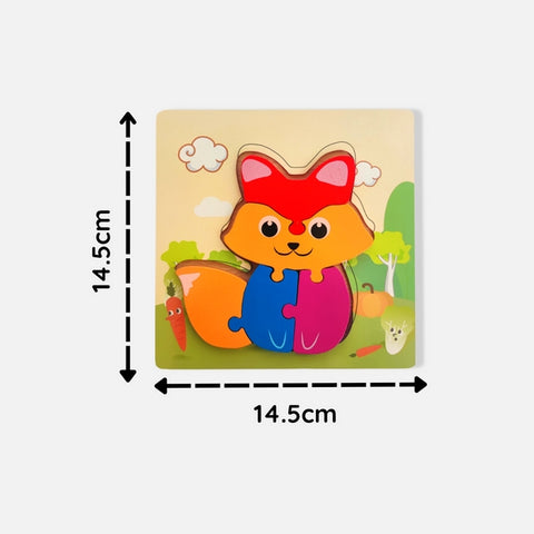 Wooden 6x6 puzzle board printed Fox Children Educational Montessori Toys - EKT2849