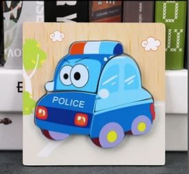 Wooden 6x6 puzzle board printed Police car Children Educational Montessori Toys - EKT2852