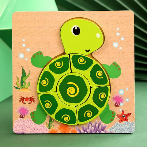 Wooden 6x6 puzzle board printed Turtle Children Educational Montessori Toys - EKT2853