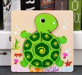 Wooden 6x6 puzzle board printed Turtle Children Educational Montessori Toys - EKT2853