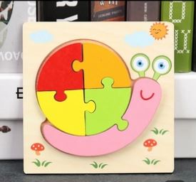 Wooden 6x6 puzzle board printed Snail small Children Educational Montessori Toys - EKT2858