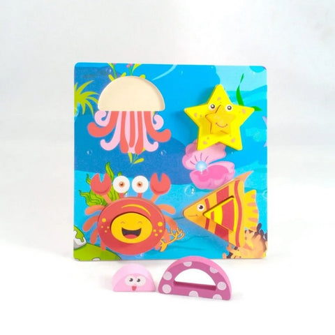 Wooden 3D chunky Puzzle Sea animal theme - EKT2870