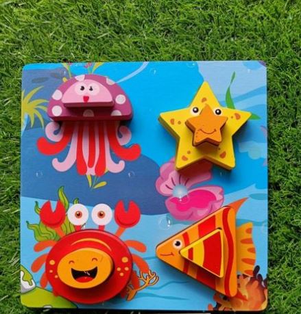 Wooden 3D chunky Puzzle Sea animal theme - EKT2870