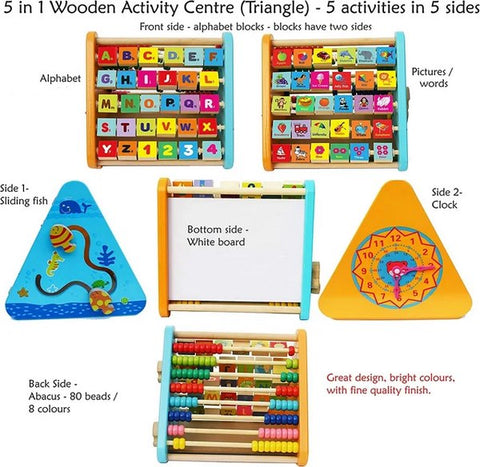 Wooden Multifunction Activity Shelf – Alphabet Blocks, Abacus, Clock & More