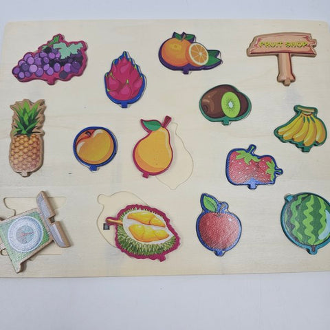 Wooden 3Dpuzzle Two Sided Play Fruit Shop  - EKT2936