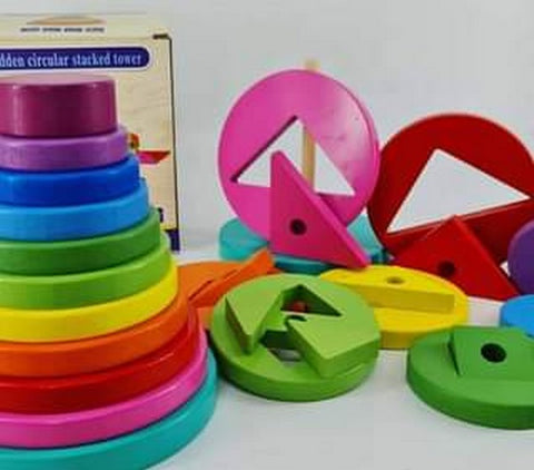 Wooden Hidden Circular Stacked Tower  - EKT2946