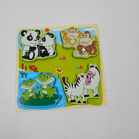 Wooden 4 In 1 Puzzle Animal Theme  - EKT2959