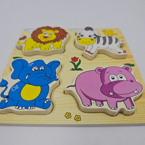Wooden 4 In 1 Puzzle Wild Animals - EKT2968