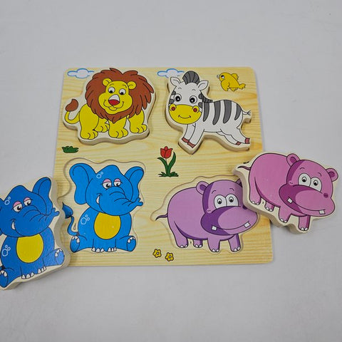 Wooden 4 In 1 Puzzle Wild Animals - EKT2968