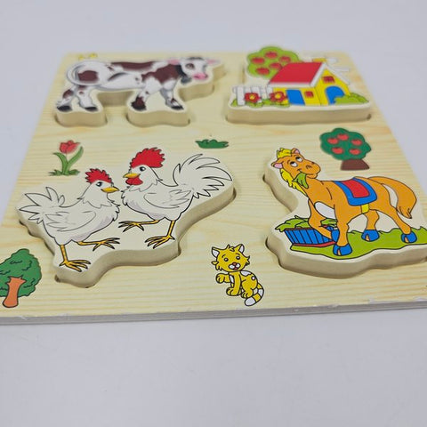 Wooden 4 In 1 Puzzle Farm - EKT2969