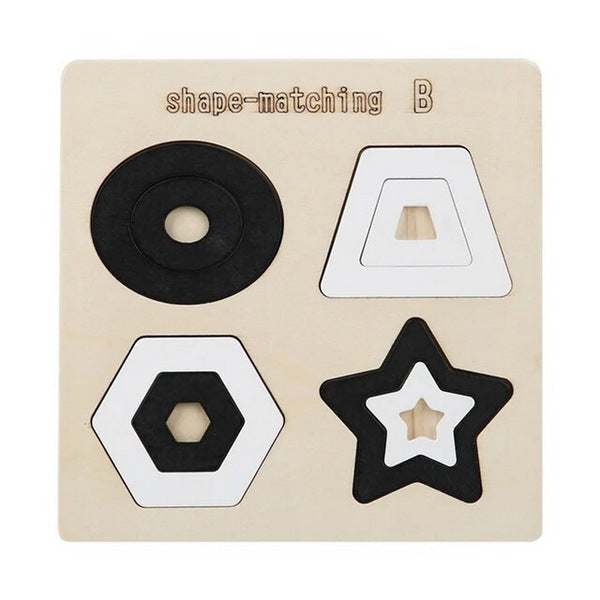 Wooden Shape Board Design B Black And White - EKT3007