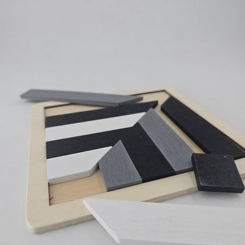 Wooden Tangram Puzzle Black And White - EKT3018