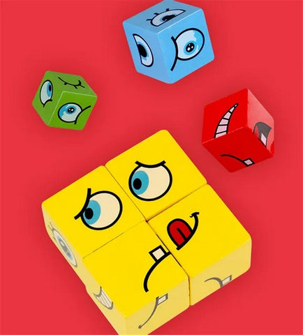 Angry Face Blocks Wooden Face Change Blocks - EKT3049 – Extrokids
