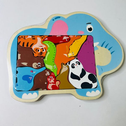 Wooden Wild Animal Chunky Elephant Tray - EKT3051