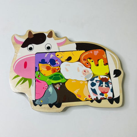 Wooden Farm Animal Chunkey Tray - EKT3055