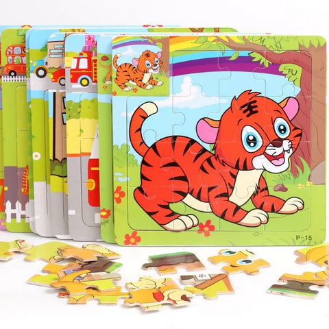 Wooden 16Pc Jigsaw Puzzle With Picture 1Pc Random Will Be Shipped - EKT3058