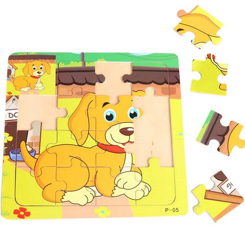 Wooden 16Pc Jigsaw Puzzle With Picture 1Pc Random Will Be Shipped - EKT3058