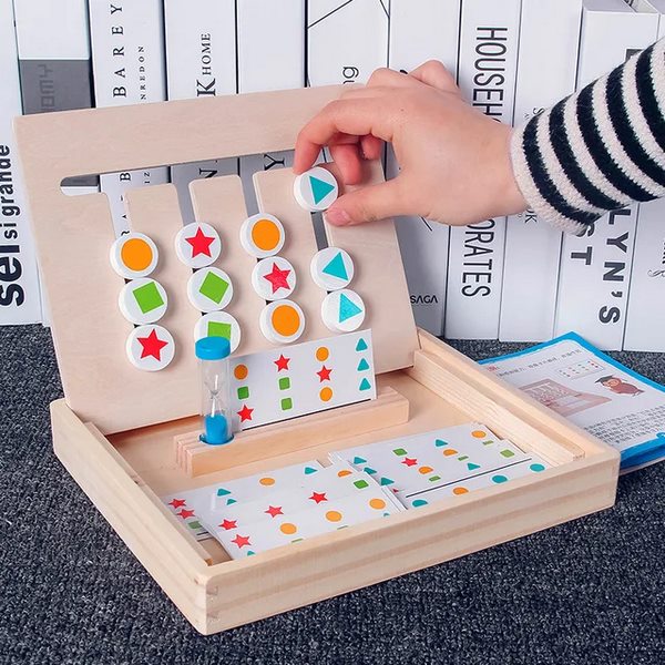 Wooden 4-Color Shape Sorting Logic Game