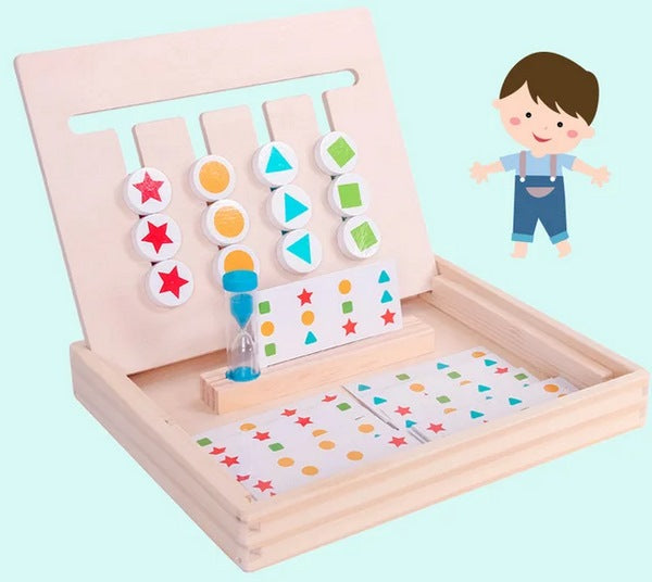 Wooden 4-Color Shape Sorting Logic Game