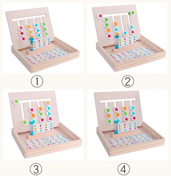 Wooden 4-Color Shape Sorting Logic Game