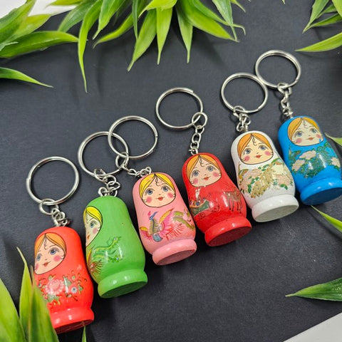 Wooden Peg Keychain 1pc Random Design Will Be Shipped - EKT3082