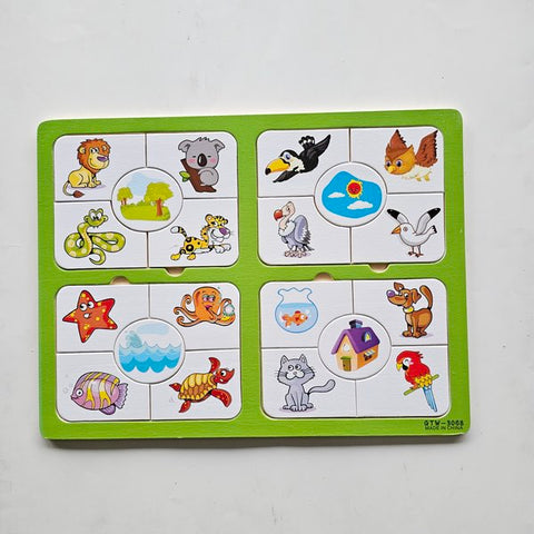 Wooden Matching Puzzle - Birds And Animals - EKT3110