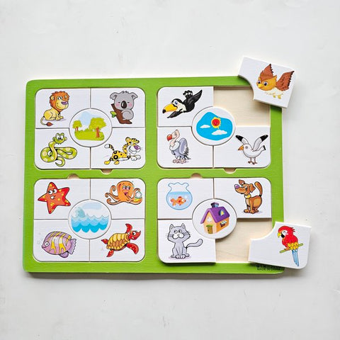 Wooden Matching Puzzle - Birds And Animals - EKT3110