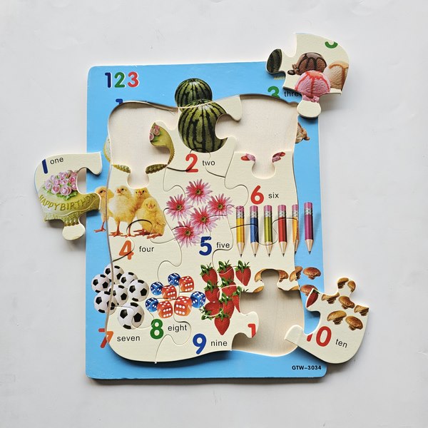 Wooden 12 Pcs Matching Puzzle - Shapes - EKT3114