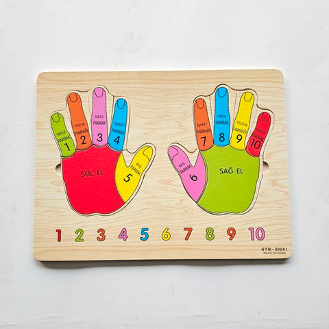 Wooden Hand Print Matching Color Puzzle - EKT3117