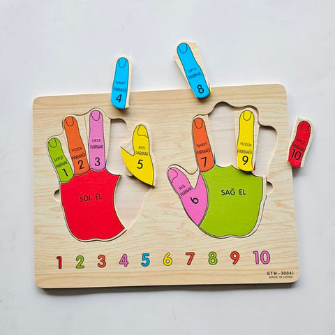 Wooden Hand Print Matching Color Puzzle - EKT3117