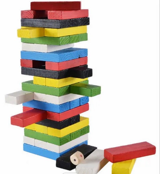 Wooden Tumbling Tower Small Color (19cm) | Develops Concentration & Teamwork