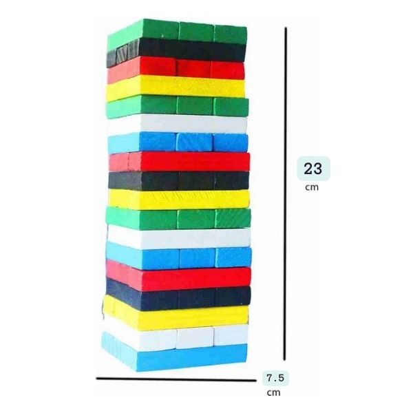 Wooden Jenga Big Color (23cm)  | Develops Concentration & Teamwork
