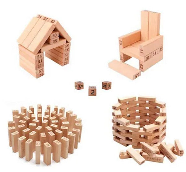 Wooden Tumbling Tower Medium Plain (21cm) | Develops Concentration & Teamwork