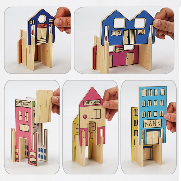 Wooden Colorful  Construction Game - EKT3132