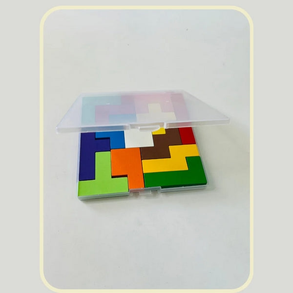 13 Pcs Wooden Tetris Puzzle With Storage Box - EKT3143