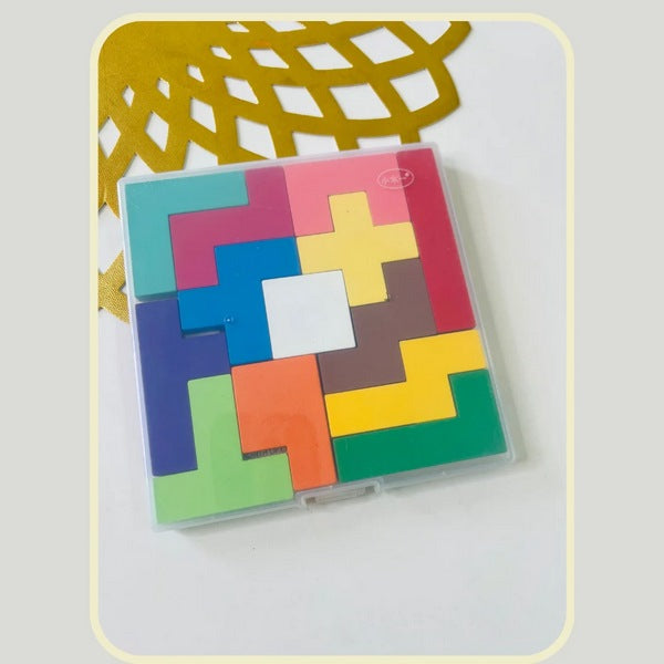 13 Pcs Wooden Tetris Puzzle With Storage Box - EKT3143