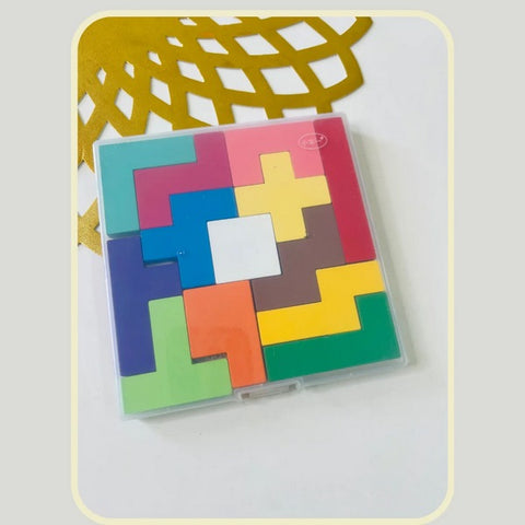 13 Pcs Wooden Tetris Puzzle With Storage Box - EKT3143