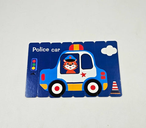 Extrokids Wooden Double Sided 8 Pc Stick Puzzle Rocket And Police Car - EKT3149