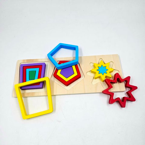 Extrokids Wooden 3 In 1 Geomentric Puzzle Design 4 - EKT3154