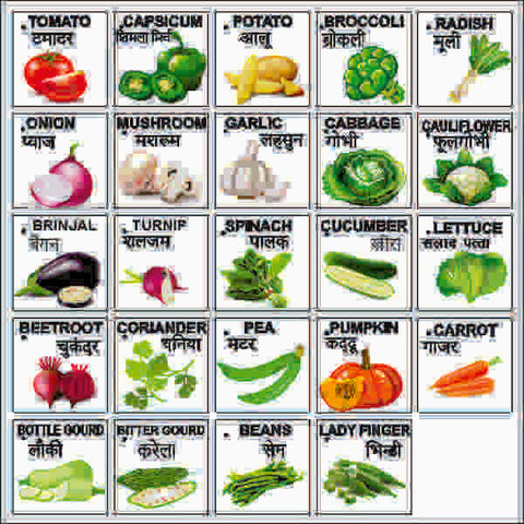 Extrokids Wooden Vegetables Flash Card- Set of 24 Cards - EKW0001B