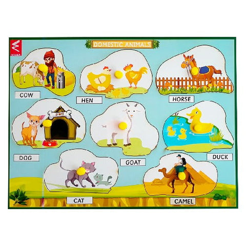 Extrokids Domestic Animals Learning Peg Board Puzzle 12*9 inch  -  EKW0019