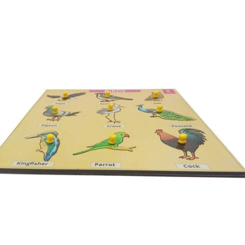 Extrokids Wooden Birds Learning Educational Knob tray-12*18 inch - EKW0032