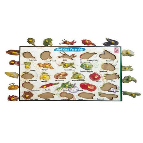 Extrokids Wooden Vegetables from A-Z Educational Knob Tray - EKW0035