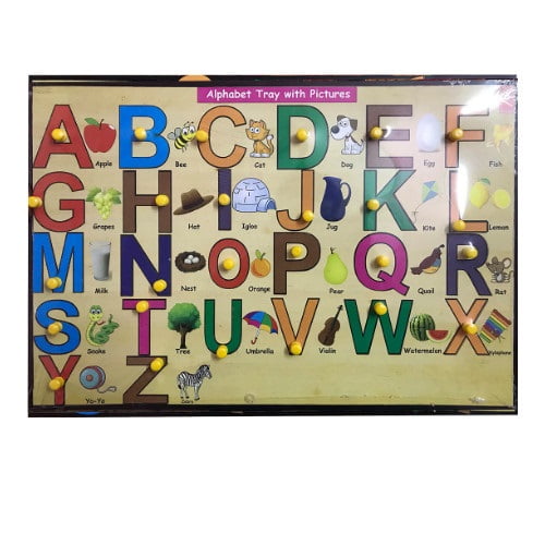 Extrokids Wooden Capital Alphabet Learning Educational Knob Tray -12*1