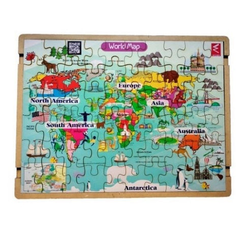 Extrokids Wooden World Map Jigsaw Puzzle – 12 , 18 inch - EKW0042