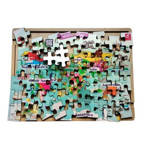 Extrokids Wooden World Map Jigsaw Puzzle – 12 , 18 inch - EKW0042