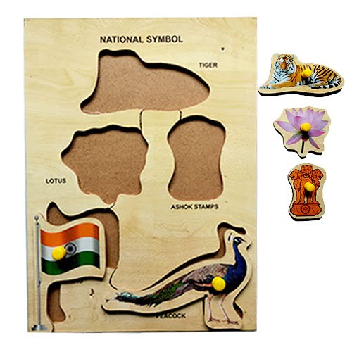 Extrokids Wooden National Symbols Learning Knob Educational tray -Economy-9*6 inch - EKW0045